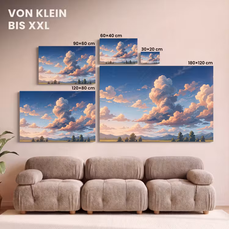 Wolken - Daghemel - Natuur - Illustratie - Oranje canvas 2cm klein -Xsfeer8_DE