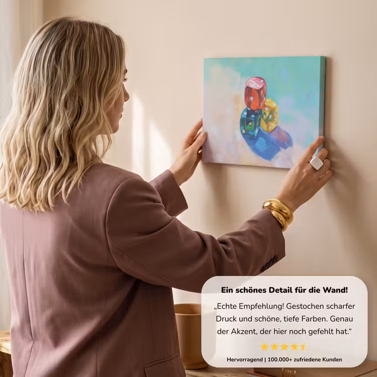 Dobbelstenen - Kleurrijk - Getallen - Stipjes canvas 2cm klein -sfeer3