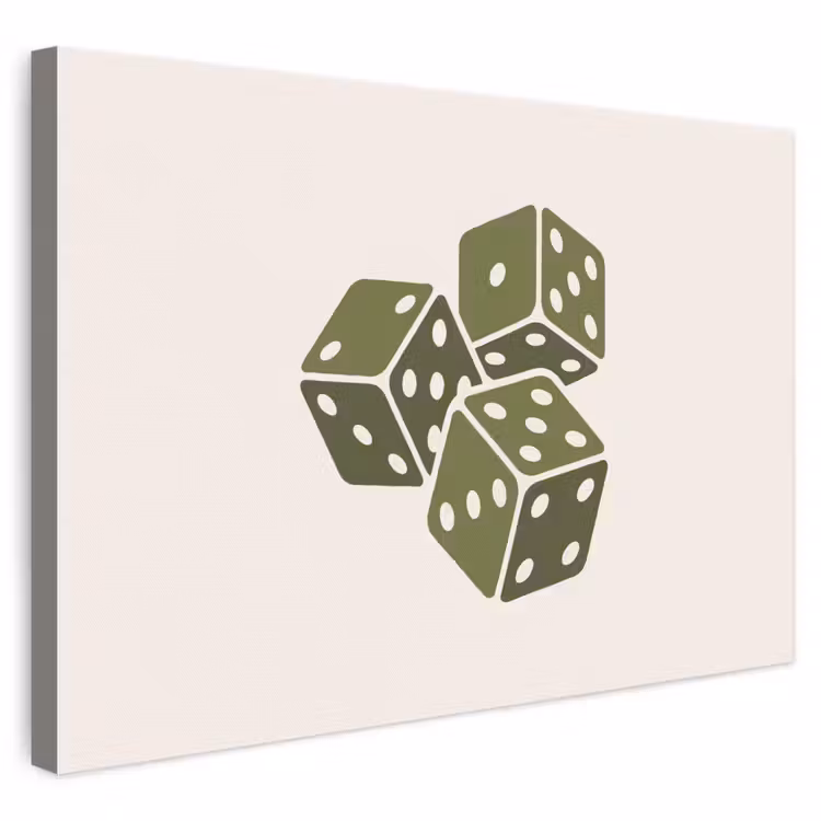 Dobbelsteen - Spel - Groen - Abstract canvas 2cm klein -3d