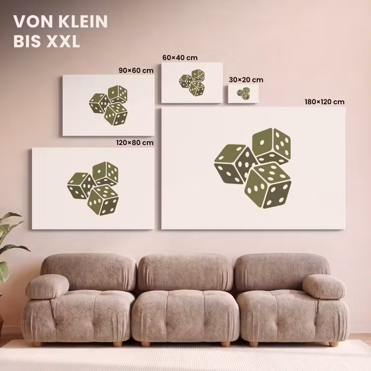 Dobbelsteen - Spel - Groen - Abstract canvas 2cm klein -Xsfeer8_DE