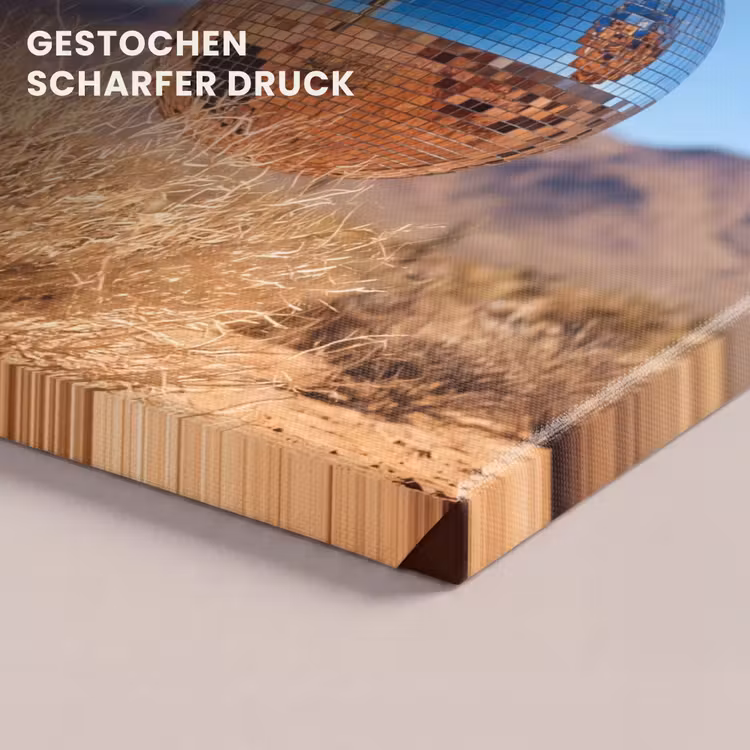 Leinwandbild - Wüste – Spiegelkugel – Kunst - Woestijn - Spiegelbal - Kunst canvas 2cm klein