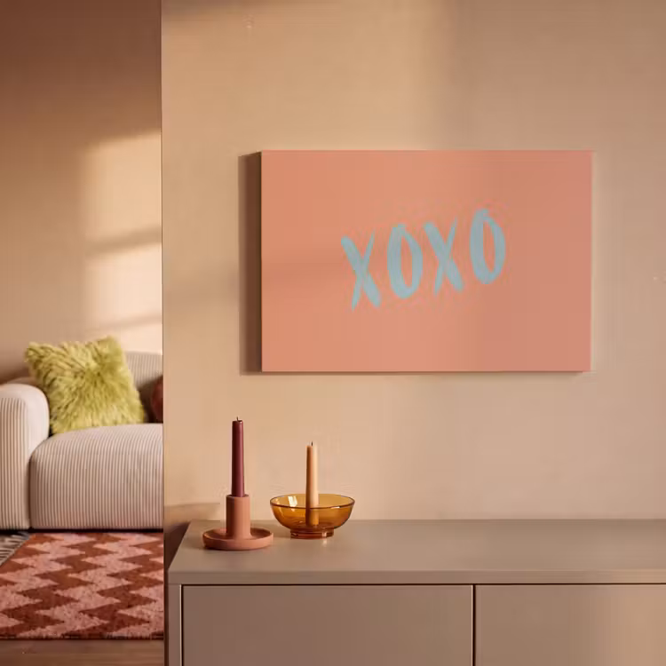 XOXO - Blauw - Perzikkleur canvas 2cm klein -sfeer1