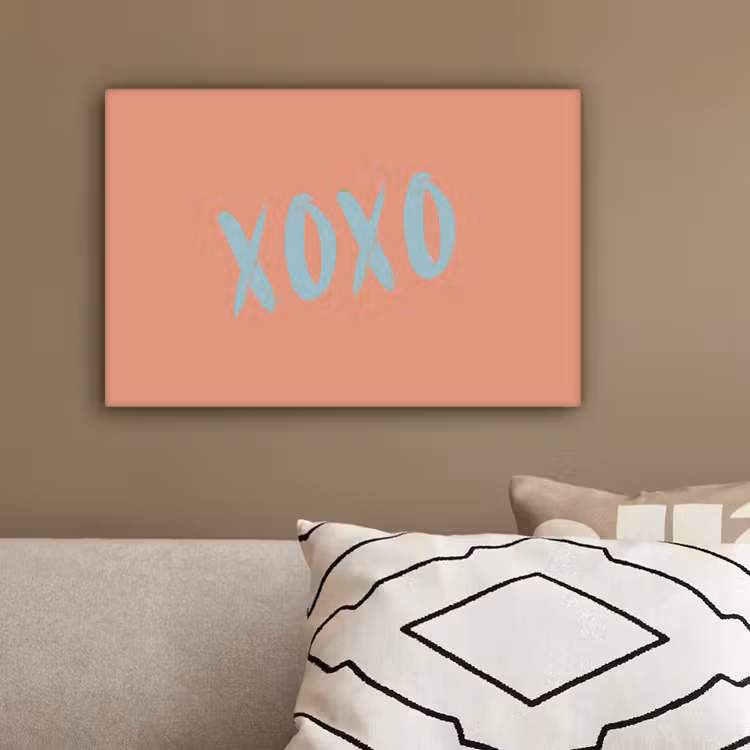 XOXO - Blauw - Perzikkleur canvas 2cm klein -sfeer6