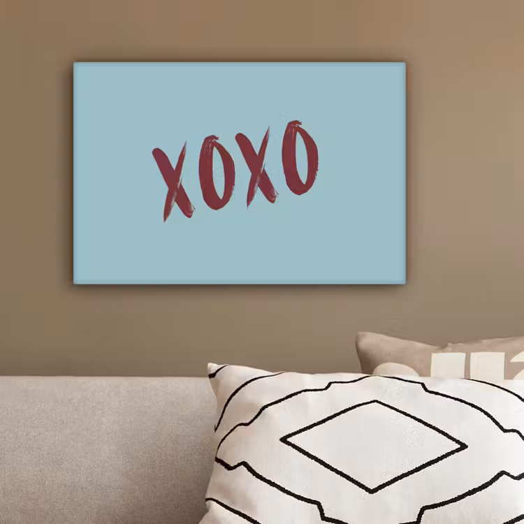 XOXO - Blauw - Rood canvas 2cm klein -sfeer3