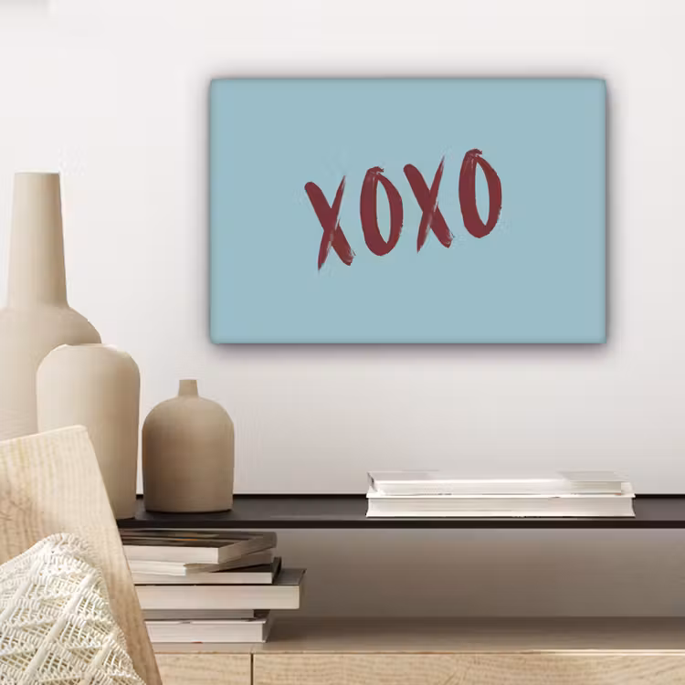 XOXO - Blauw - Rood canvas 2cm klein -sfeer6
