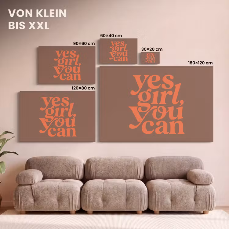 Yes girl you can - Oranje - Bruin canvas 2cm klein -Xsfeer8_DE