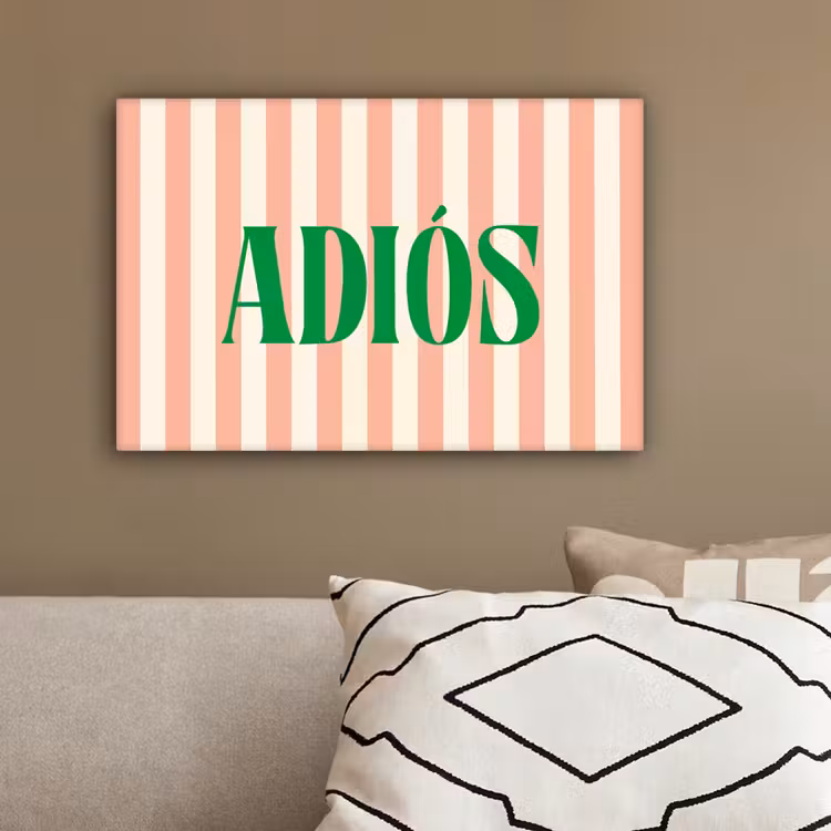 Zachtroze - Groen - Strepen - Adiós canvas 2cm klein -sfeer3
