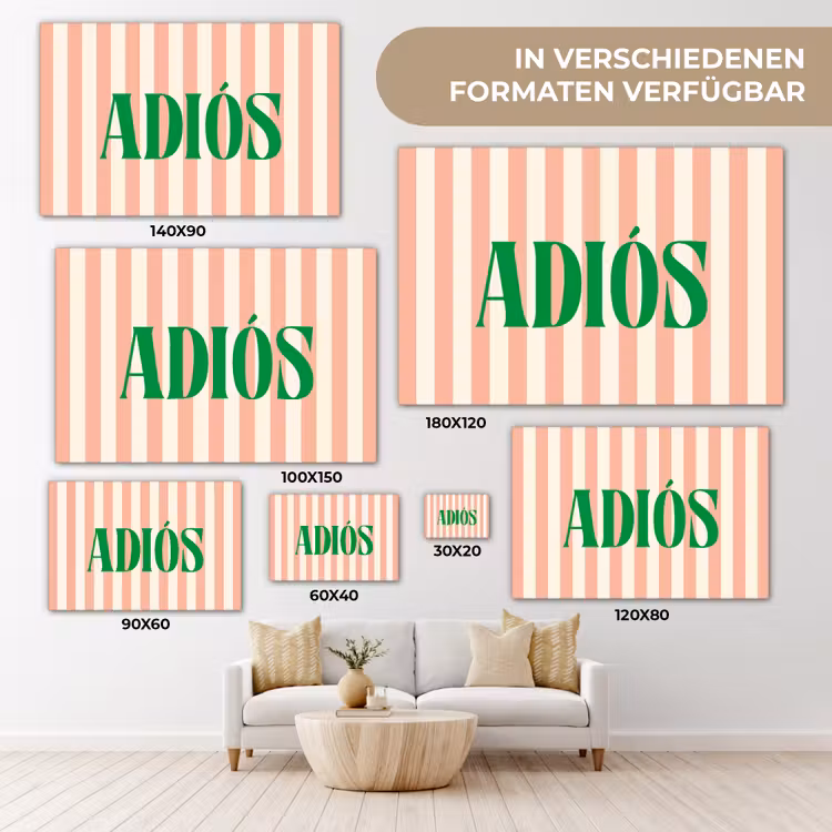 Zachtroze - Groen - Strepen - Adiós canvas 2cm klein -Xsfeer8_DE