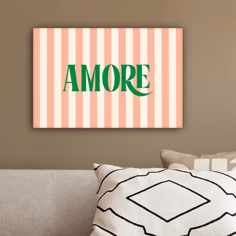 Zachtroze - Groen- Strepen - Amore canvas 2cm klein -sfeer3