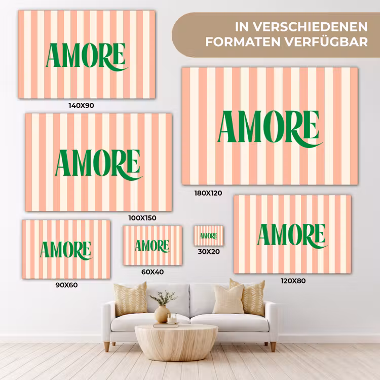 Zachtroze - Groen- Strepen - Amore canvas 2cm klein -Xsfeer8_DE
