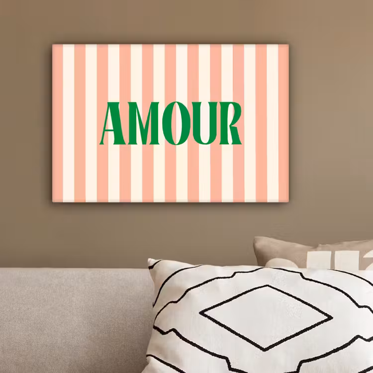 Zachtroze - Groen - Strepen - Amour canvas 2cm klein -sfeer3