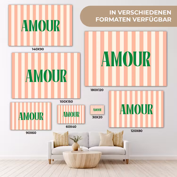 Zachtroze - Groen - Strepen - Amour canvas 2cm klein -Xsfeer8_DE