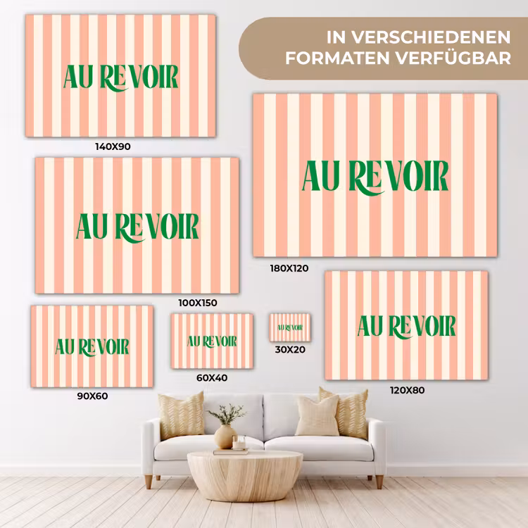 Zachtroze - Groen- Strepen - Au Revoir canvas 2cm klein -Xsfeer8_DE