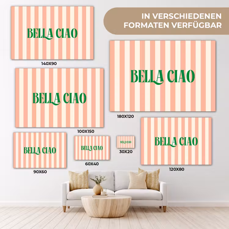 Zachtroze - Groen- Strepen - Bella Ciao canvas 2cm klein -Xsfeer8_DE