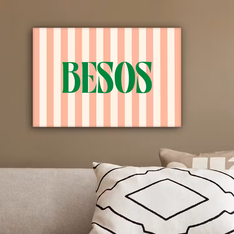 Zachtroze - Groen- Strepen - Besos canvas 2cm klein -sfeer3