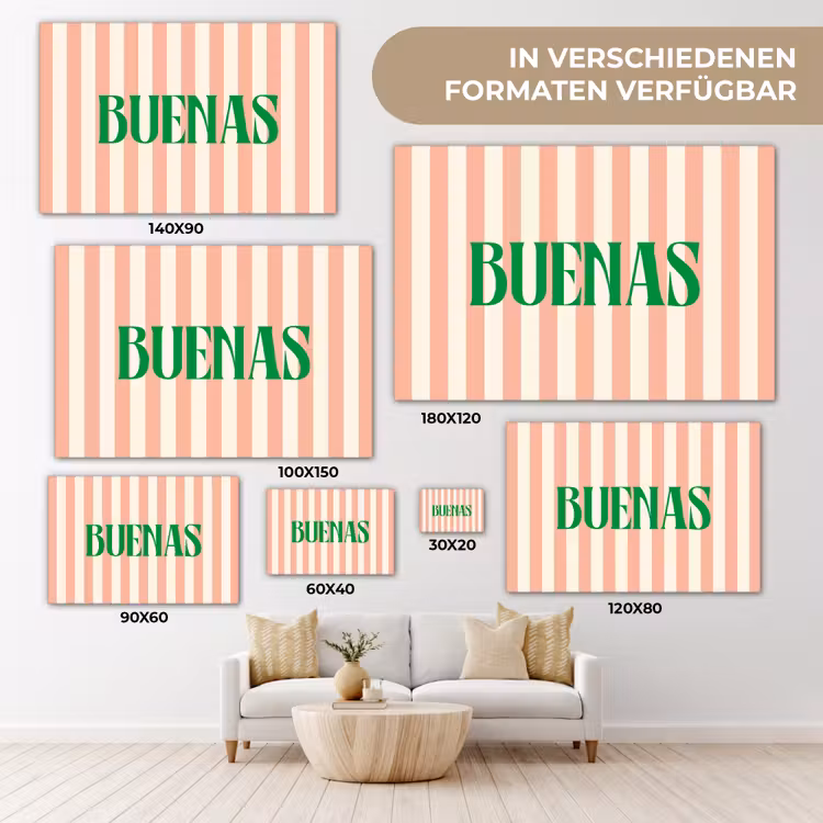 Zachtroze - Groen - Strepen - Buenas canvas 2cm klein -Xsfeer8_DE