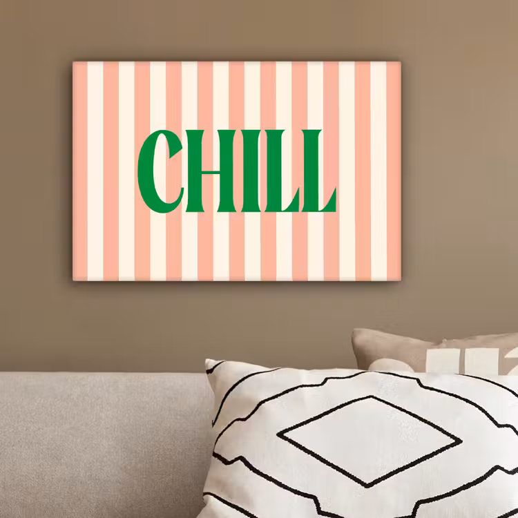 Zachtroze - Groen - Strepen - Chill canvas 2cm klein -sfeer3