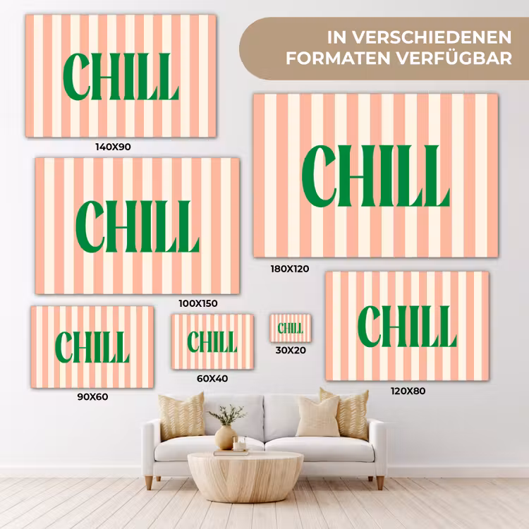 Zachtroze - Groen - Strepen - Chill canvas 2cm klein -Xsfeer8_DE