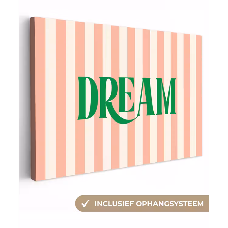 Zachtroze - Groen - Strepen - Dream canvas 2cm klein -3d