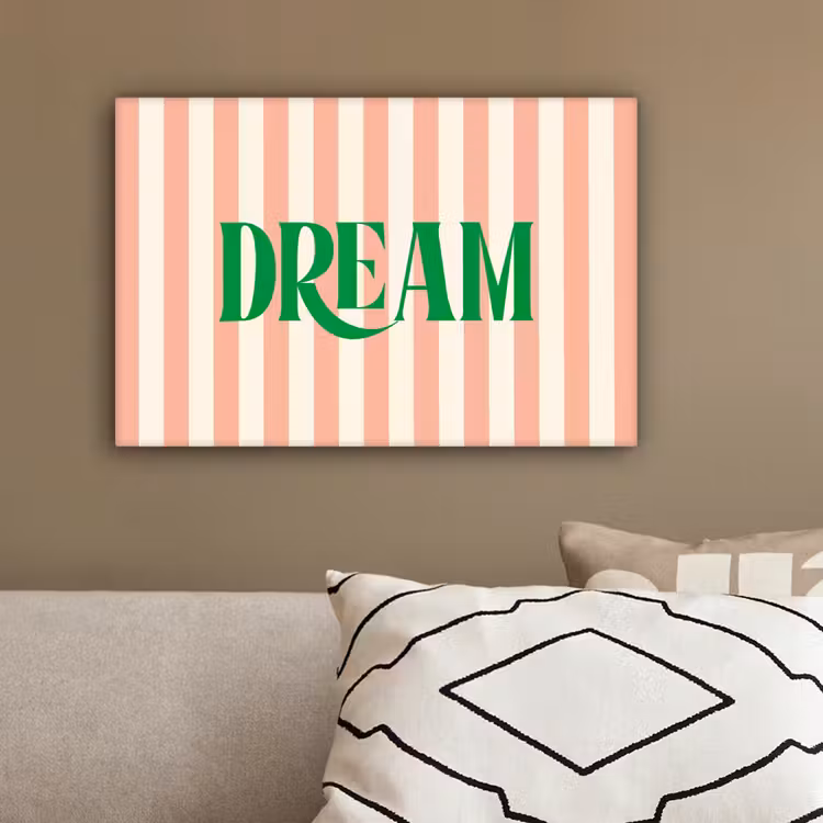 Zachtroze - Groen - Strepen - Dream canvas 2cm klein -sfeer3