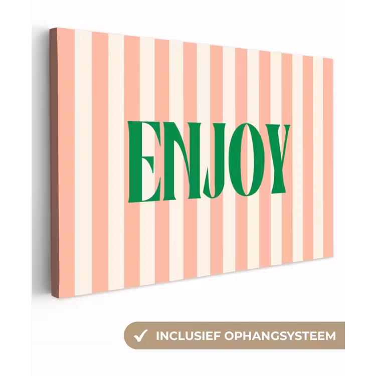Zachtroze - Groen - Strepen - Enoy canvas 2cm klein -3d