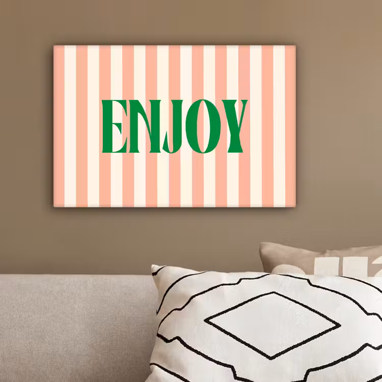 Zachtroze - Groen - Strepen - Enoy canvas 2cm klein -sfeer3