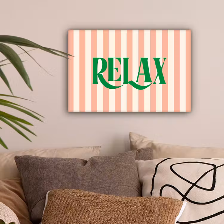 Zachtroze - Groen - Strepen - Relax canvas 2cm klein -sfeer1
