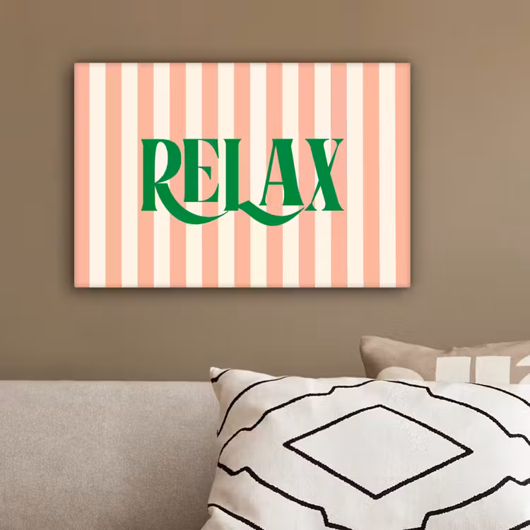 Zachtroze - Groen - Strepen - Relax canvas 2cm klein -sfeer3