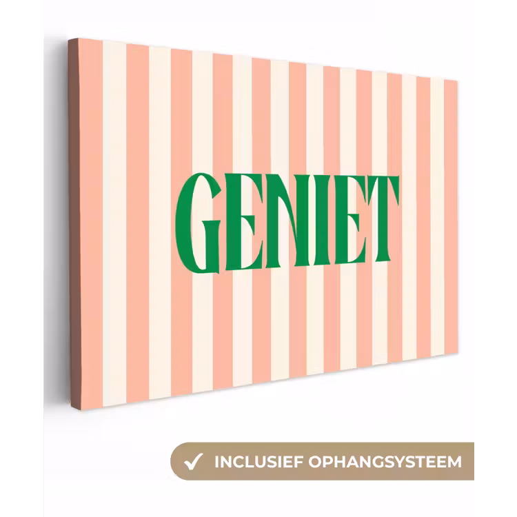 Zachtroze - Groen - Strepen - Geniet canvas 2cm klein -3d