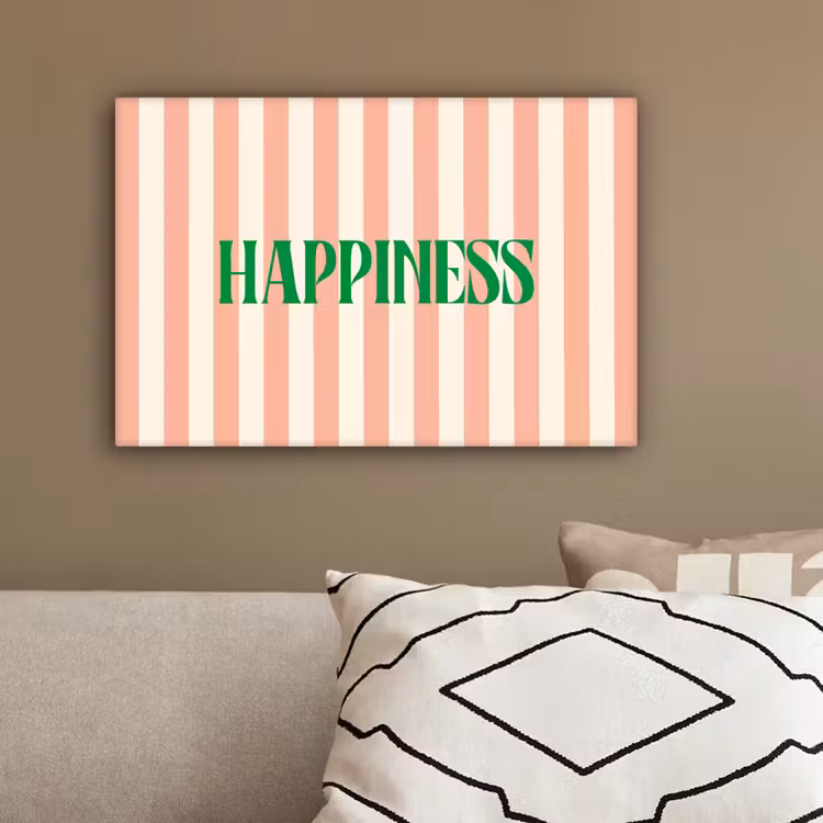 Zachtroze - Groen - Strepen - Happiness canvas 2cm klein -sfeer3