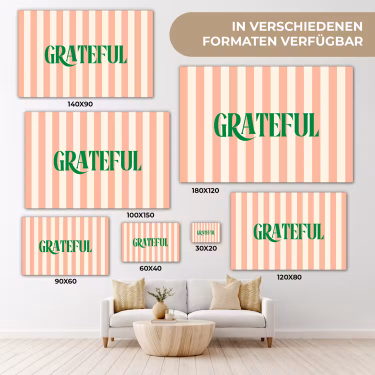 Zachtroze - Groen - Strepen - Grateful canvas 2cm klein -Xsfeer8_DE