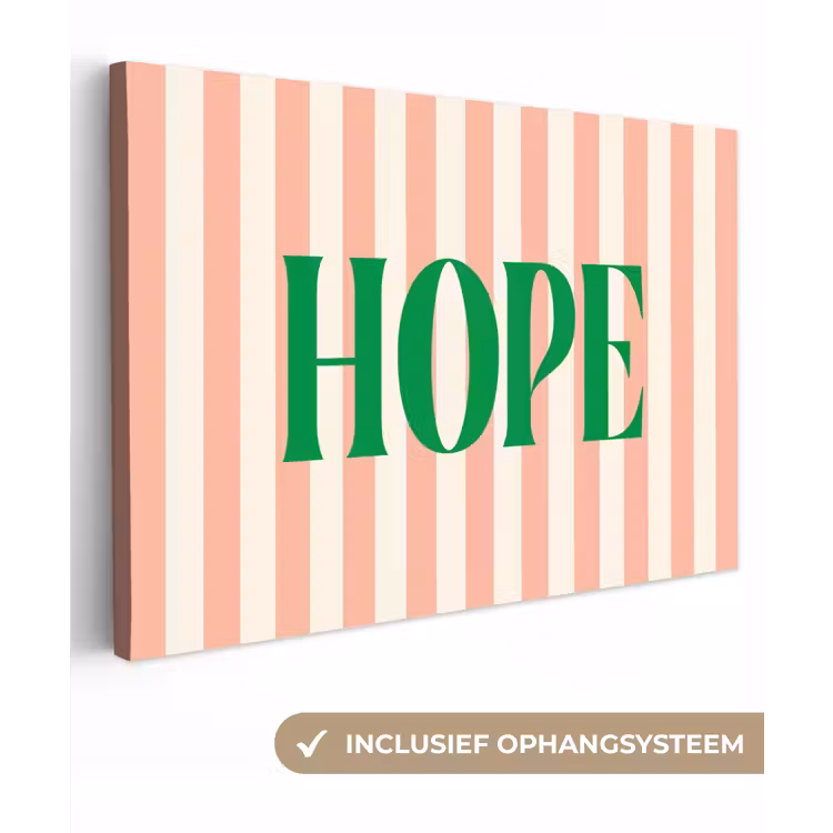 Zachtroze - Groen - Strepen - Hope canvas 2cm klein -3d
