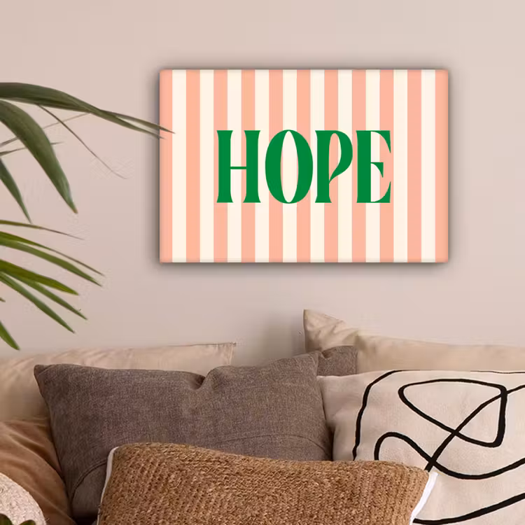 Zachtroze - Groen - Strepen - Hope canvas 2cm klein -sfeer1