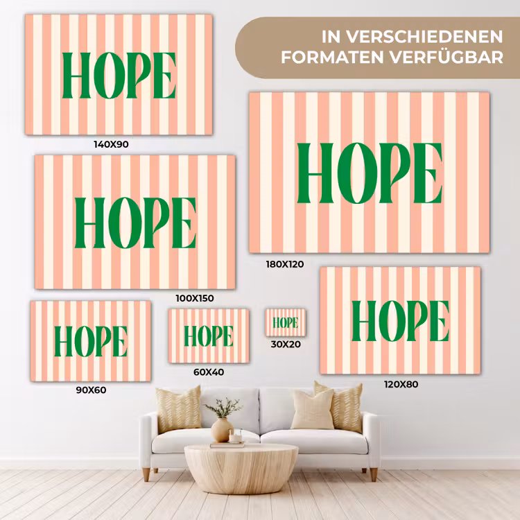 Zachtroze - Groen - Strepen - Hope canvas 2cm klein -Xsfeer8_DE