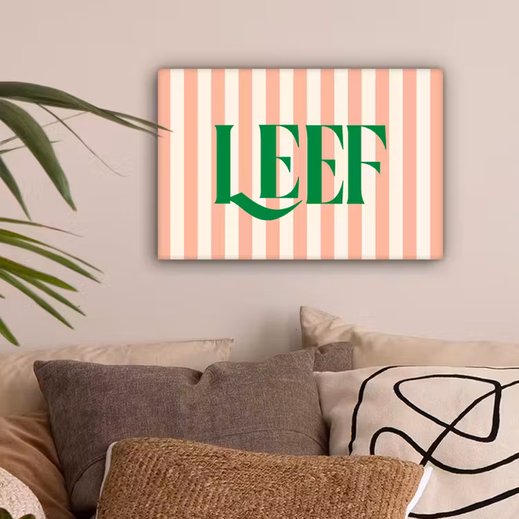 Zachtroze - Groen - Strepen - Leef canvas 2cm klein -sfeer1