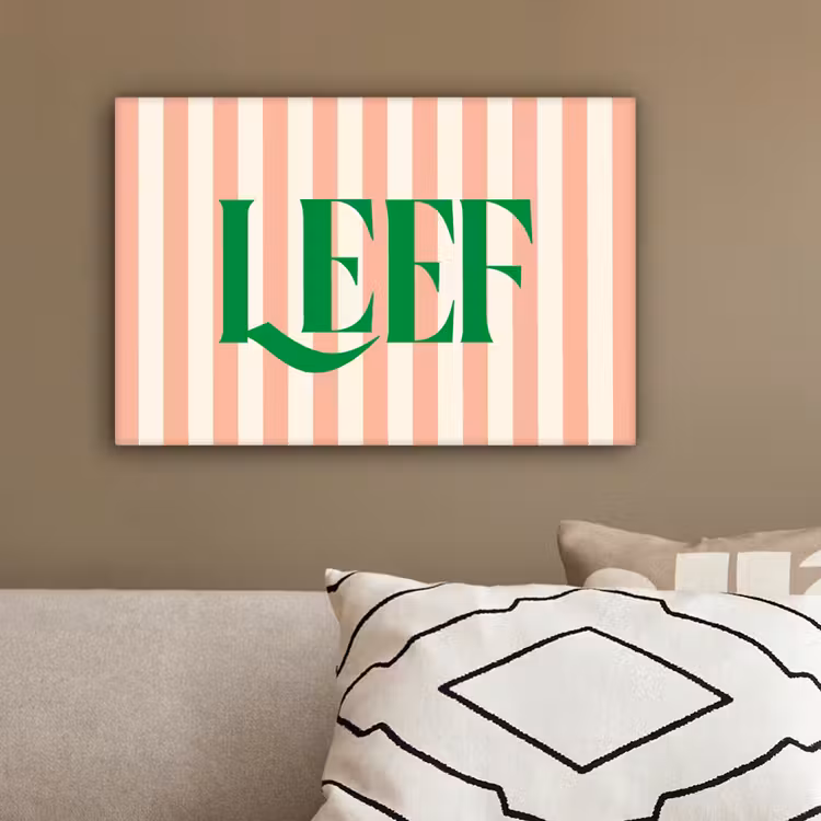 Zachtroze - Groen - Strepen - Leef canvas 2cm klein -sfeer3