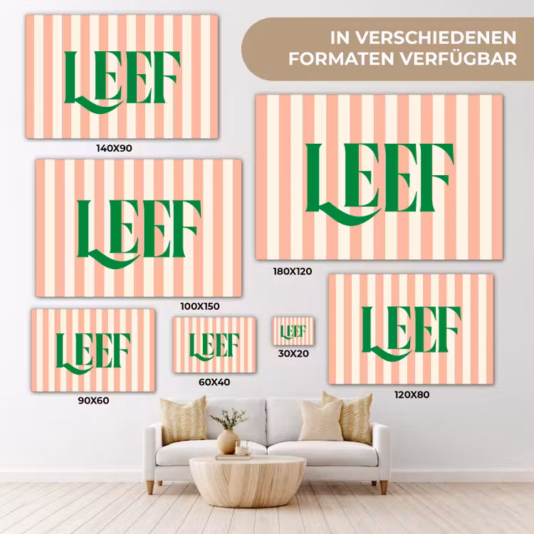 Zachtroze - Groen - Strepen - Leef canvas 2cm klein -Xsfeer8_DE