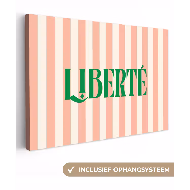 Zachtroze - Groen - Strepen - Liberté canvas 2cm klein -3d