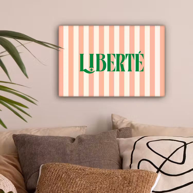 Zachtroze - Groen - Strepen - Liberté canvas 2cm klein -sfeer1