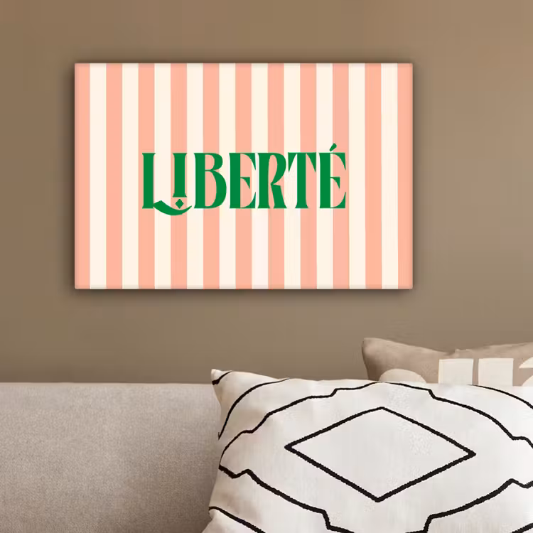 Zachtroze - Groen - Strepen - Liberté canvas 2cm klein -sfeer3