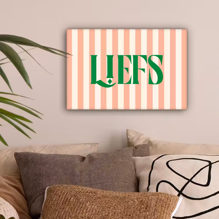 Zachtroze - Groen - Strepen - Liefs canvas 2cm klein -sfeer1