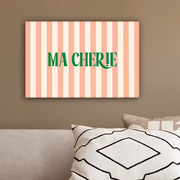 Zachtroze - Groen - Strepen - Ma Cherie canvas 2cm klein -sfeer3