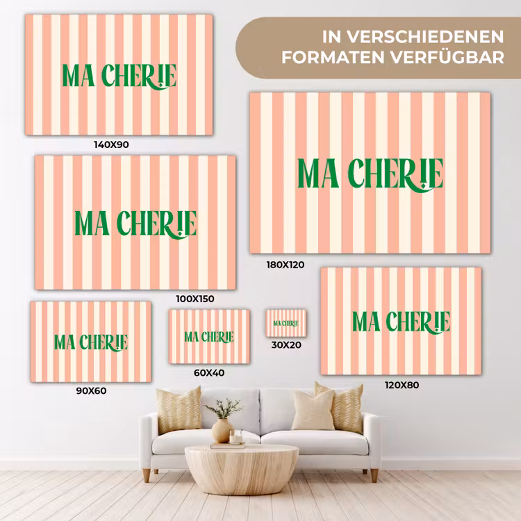 Zachtroze - Groen - Strepen - Ma Cherie canvas 2cm klein -Xsfeer8_DE