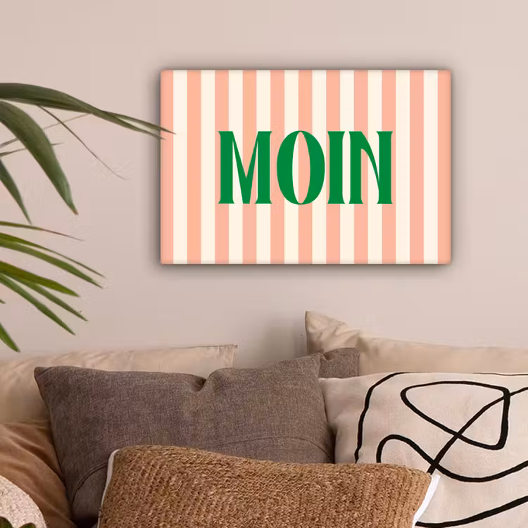 Zachtroze - Groen - Strepen - Moin canvas 2cm klein -sfeer1