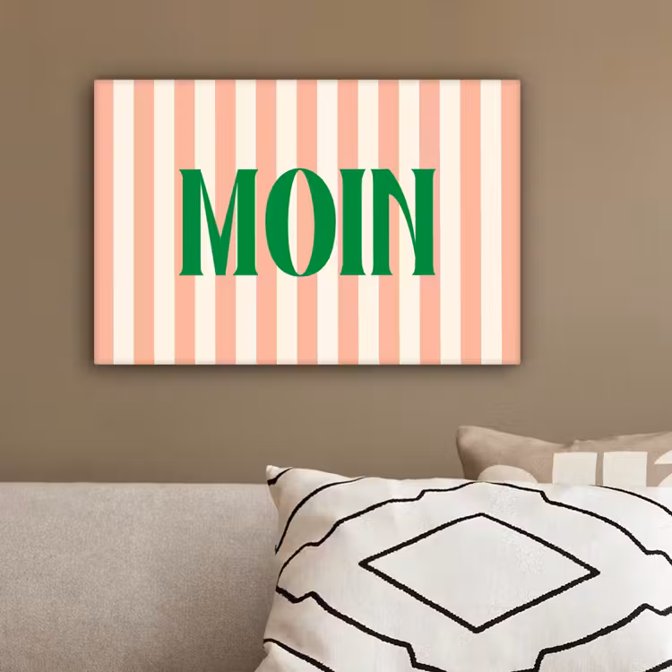 Zachtroze - Groen - Strepen - Moin canvas 2cm klein -sfeer3