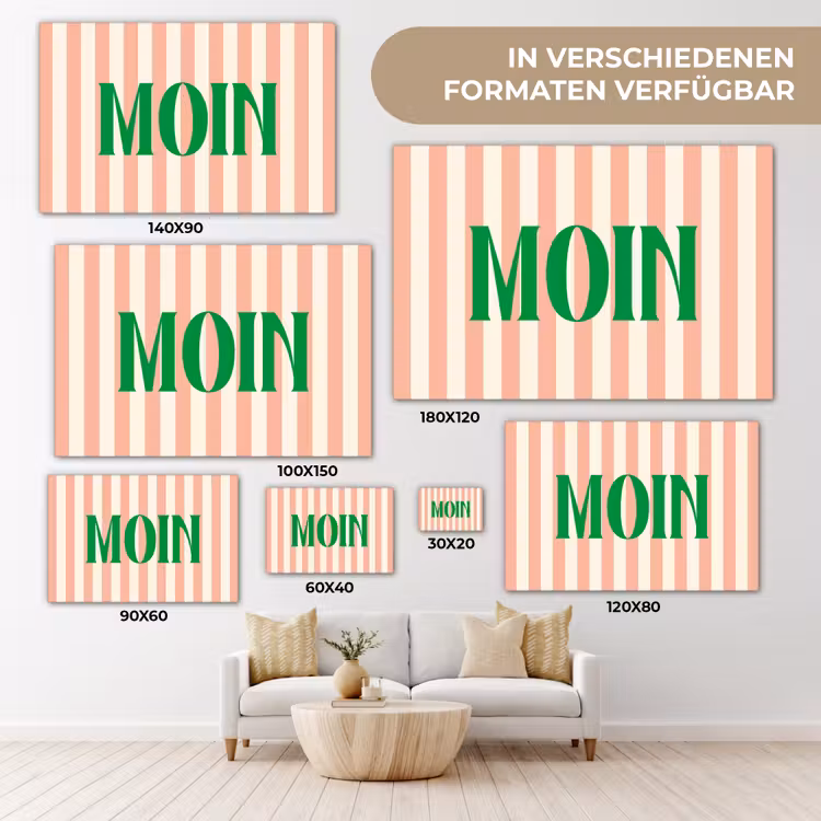 Zachtroze - Groen - Strepen - Moin canvas 2cm klein -Xsfeer8_DE