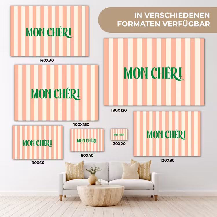 Zachtroze - Groen - Strepen - Mon Chéri canvas 2cm klein -Xsfeer8_DE