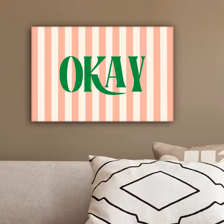 Zachtroze - Groen - Strepen - Okay canvas 2cm klein -sfeer3