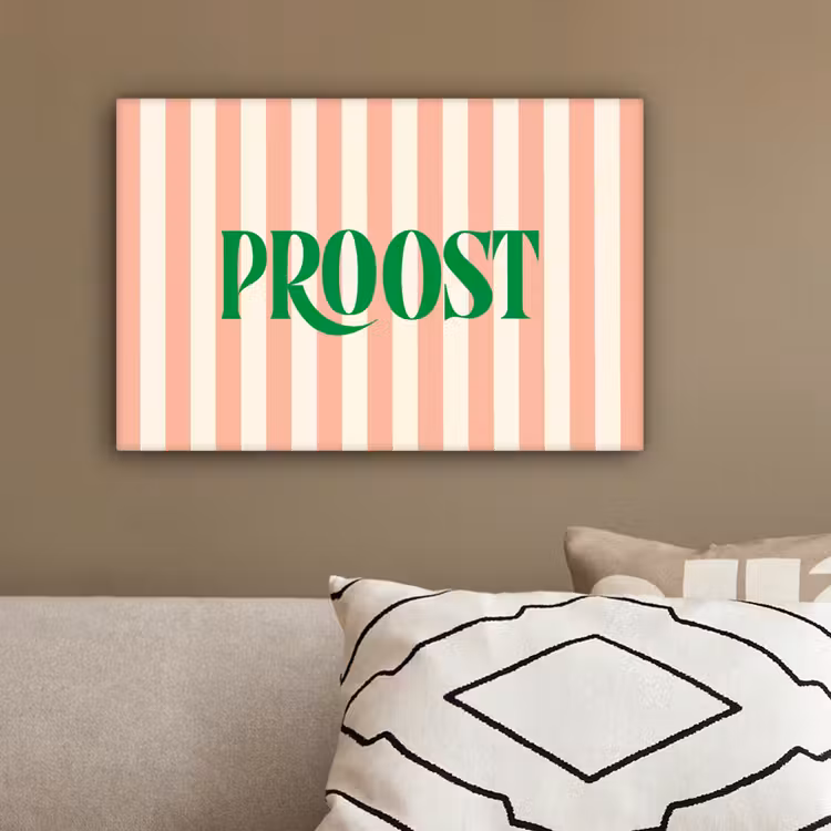 Zachtroze - Groen - Strepen - Proost canvas 2cm klein -sfeer3