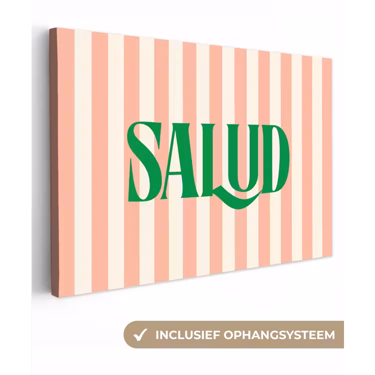 Zachtroze - Groen - Strepen - Salud canvas 2cm klein -3d